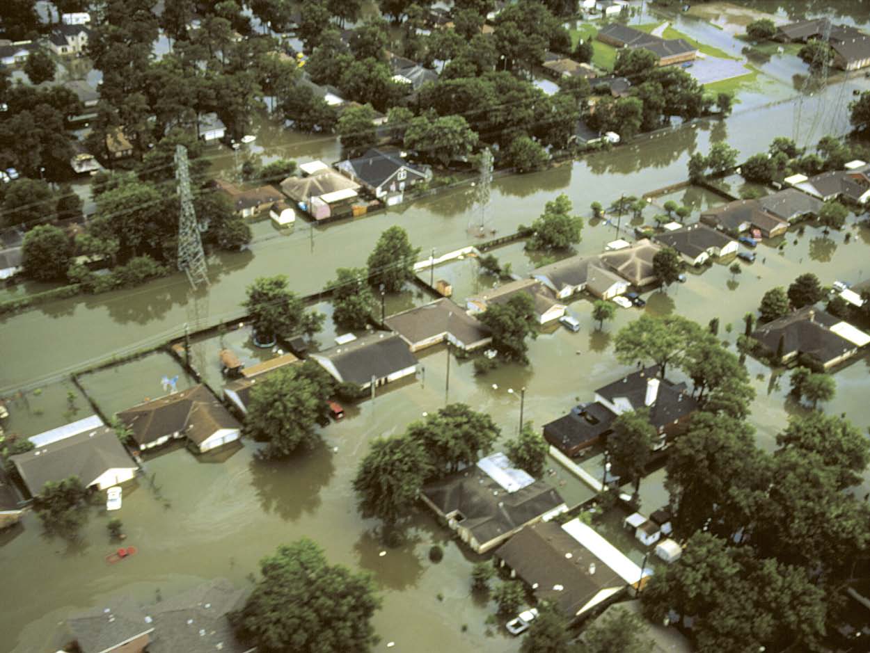 A neighborhood near Interstate 10, Houston, Texas under water. Image courtesy of Harris County Flood Control District.