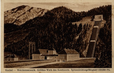 Postcard picturing the Walchenseewerk, c. 1923