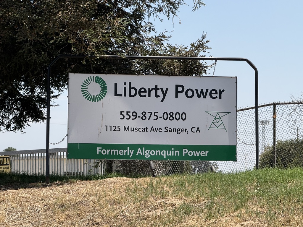 The sign of the Liberty Power Plant. Photo by author.