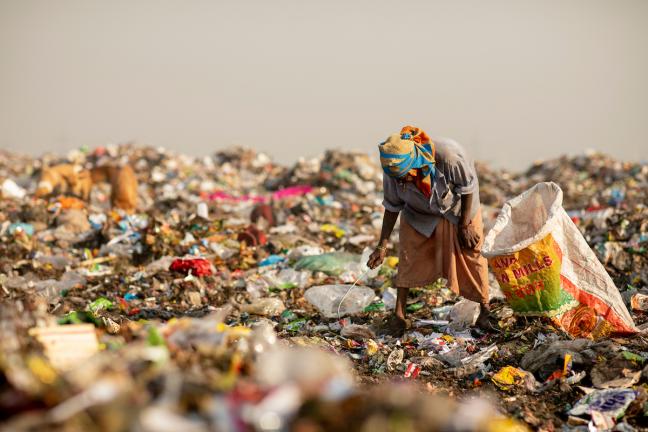 KKPKP waste picker at the Uruli landfill, Kyle Laferreire.