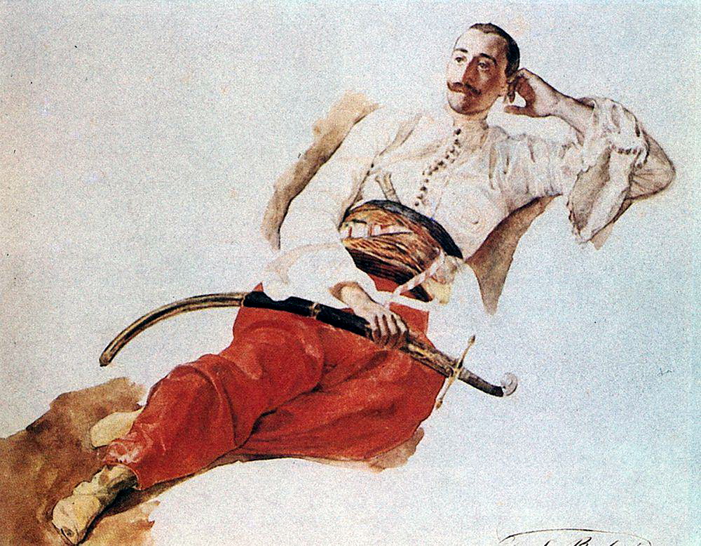 Unfinished portrait of Chikhachyov by Karl Bryullov, 1835.  Wikimedia Commons.