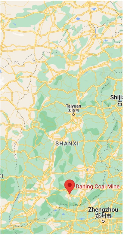 The location of Daning Coal Mine within the Shanxi province in North China. The location of Daning Coal Mine within the Shanxi province in North China.