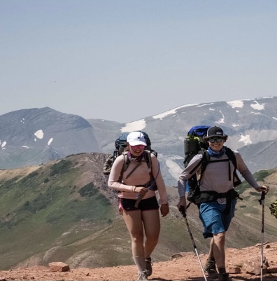 Chloe and author on a backpacking trip, summer 2021.