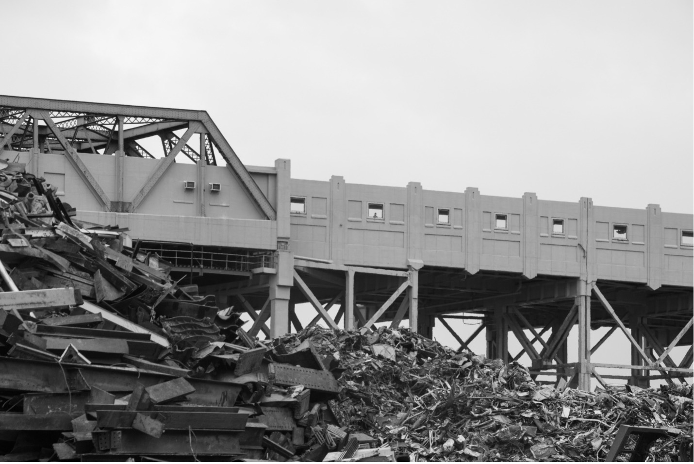 Assorted piles of scrap steel wait for the next barge out of Brooklyn along the Gowanus Canal. 06/2022