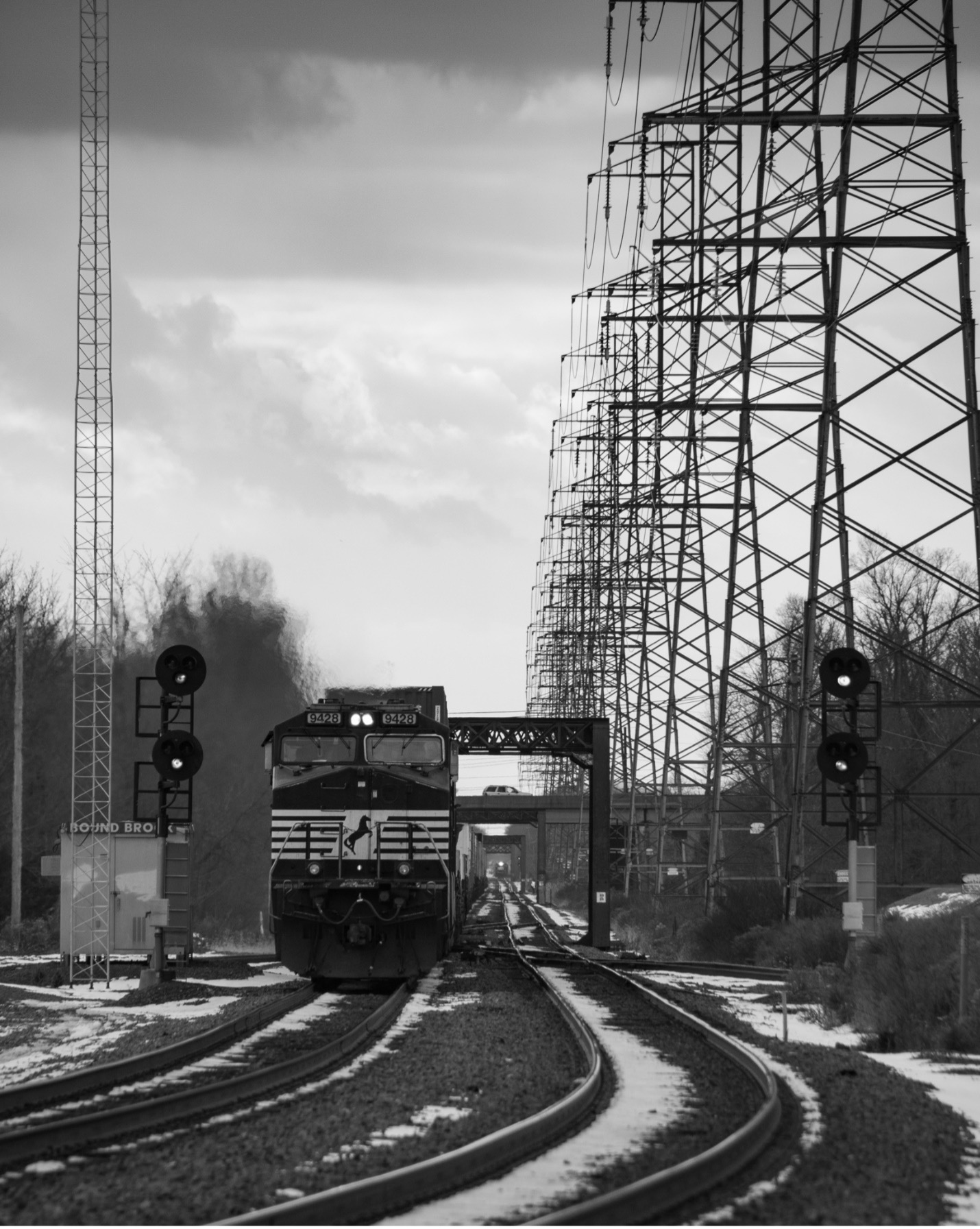 A Norfolk Southern intermodal train destined for Croxton passes through Bound Brook, NJ. 12/2020