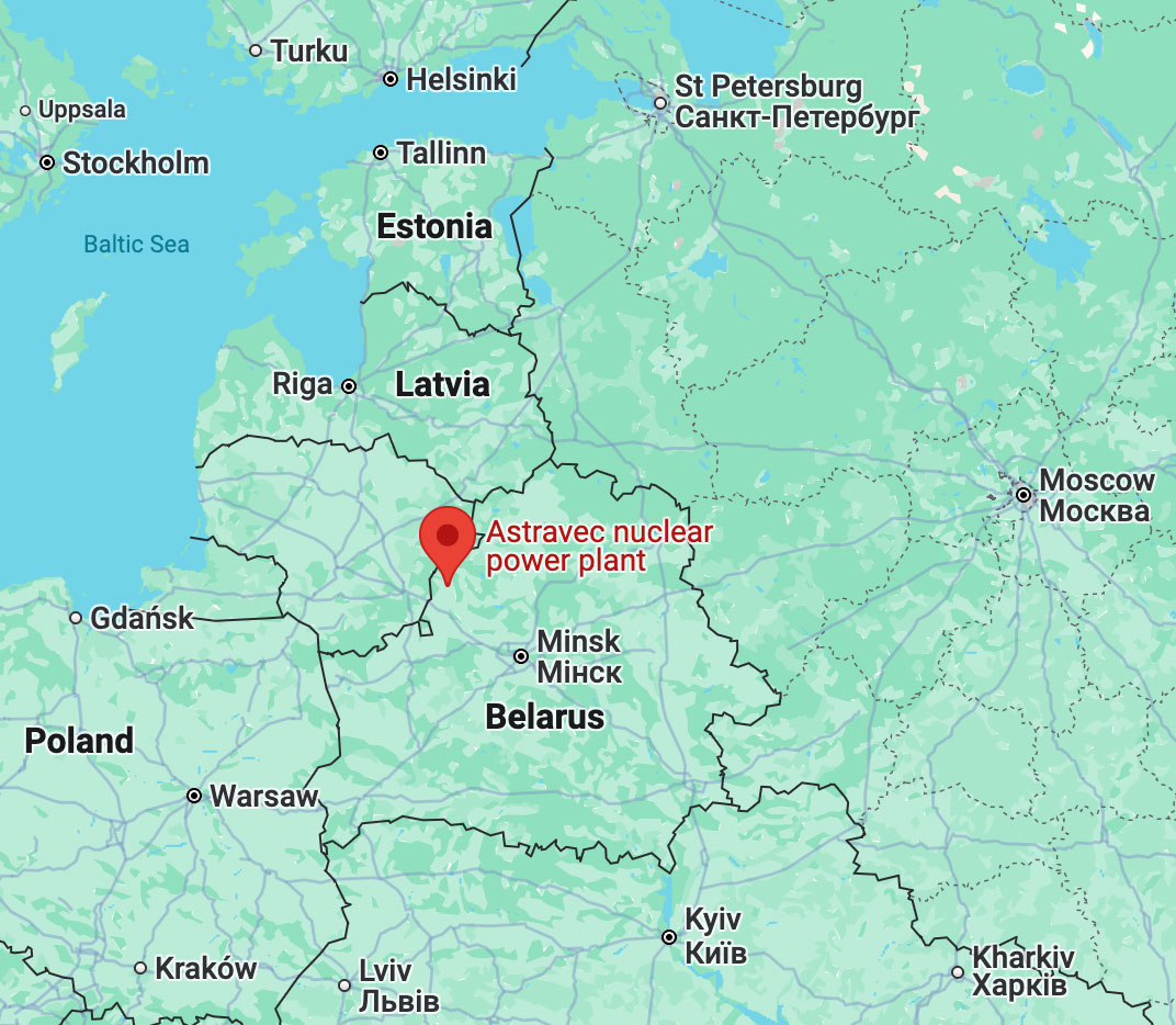 Figure 17: A map showing the location of the Astravets Nuclear Power Plant in northwestern Belarus. Figure 17: A map showing the location of the Astravets Nuclear Power Plant in northwestern Belarus.