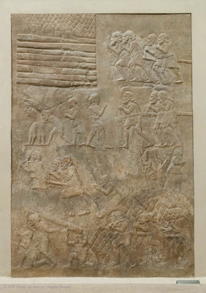 An 8th century BC alabaster bas-relief from the palace of King Sargon II in Khorsabad (the ancient capital of Assyria) depicts men transporting logs of Lebanese cedar timber lashed together into rafts.
Frieze of the Transportation of Timber. ©2010 Musée du Louvre / Angèle Dequier. https://www.louvre.fr/en/oeuvre-notices/frieze-transportation-timber
