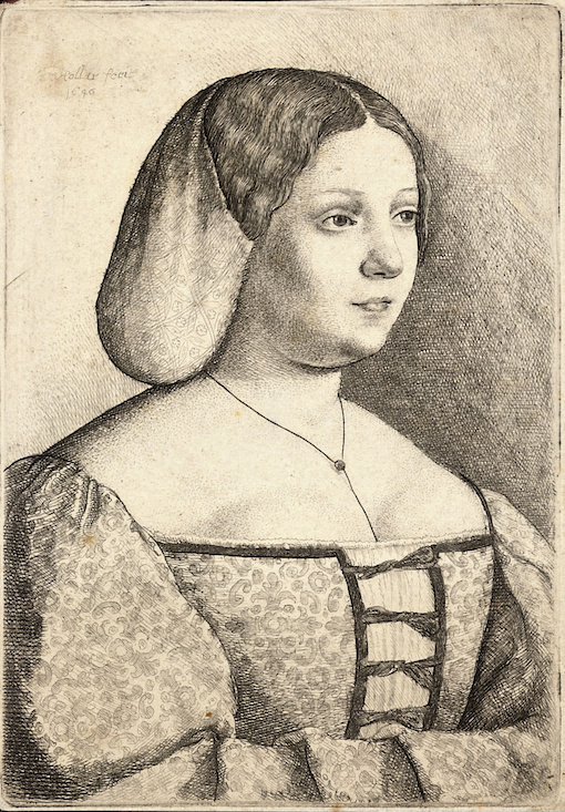 Wenceslaus Hollar (1607–1677). ‘Petrarch's Laura, after Giorgione’. Wikimedia Commons.