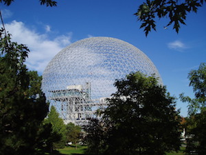 Fuller and Sadao Biosphere: Eberhard von Nellenburg, “The Montreal Biosphere, formerly the American Pavilion of Expo 67, by R. Buckminster Fuller, on Île Sainte-Hélène, Montreal, Quebec,” uploaded to Wikimedia Commons 29 September 2004.