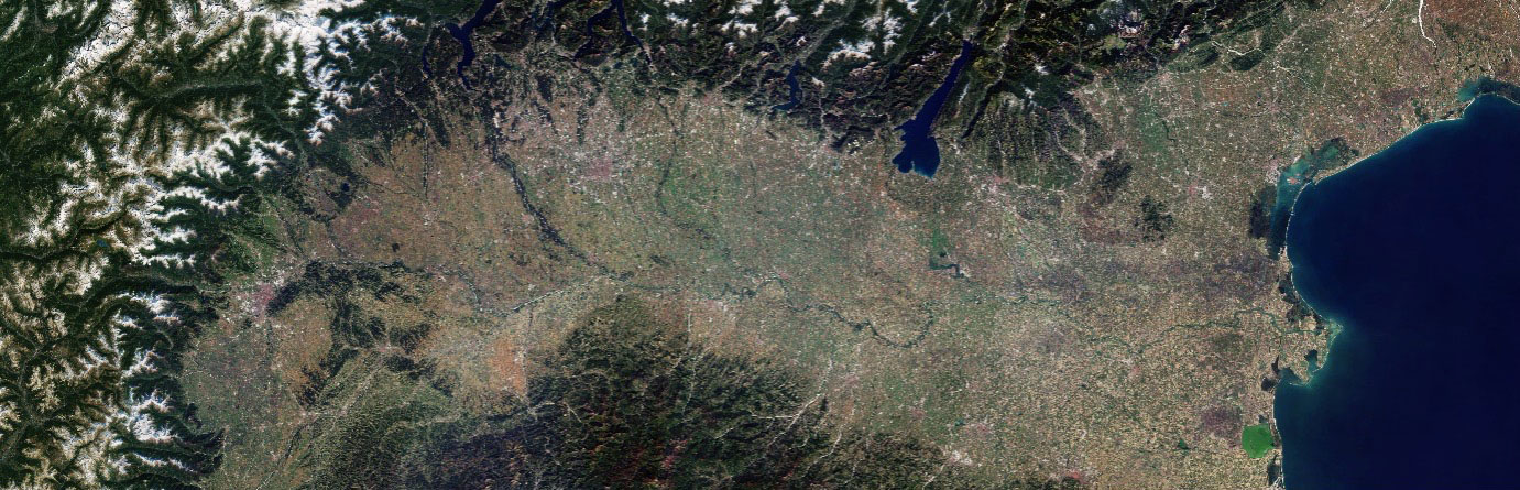 The Po River valley. Source: Copernicus Sentinel data (2018–19), processed by ESA, CC BY-SA 3.0 IGO. Available here: https://www.esa.int/esearch?q=Po+River