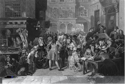 'The South-Sea bubble' Antique steel engraving, c1870
