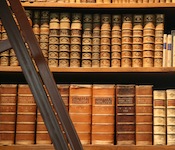 Historic works in a Bookshelf in the Prunksaal (State Hall) of the Imperial Library of the Austrian National Library in Vienna. (Wikimedia Commons)