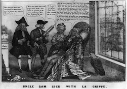 Uncle Sam sick with the grippe