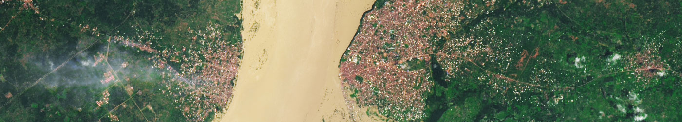 A satellite image of the flooding along the Niger River in Idah, Nigeria. Image acquired by the Operational Land Imager-2 (OLI-2) on Landsat 9 on October 2, 2022.
